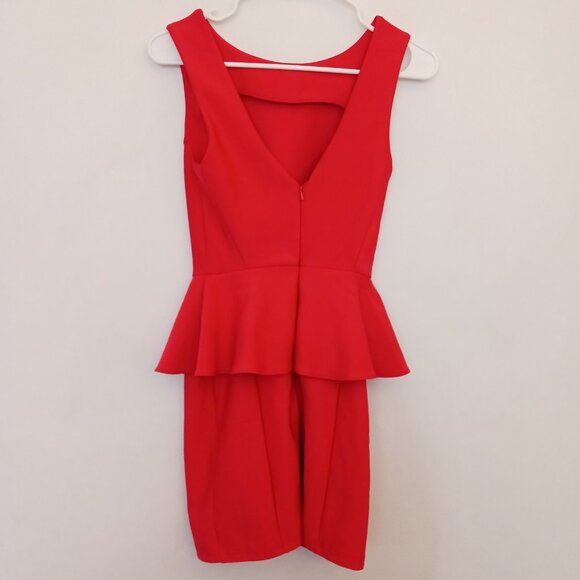 Topshop Womens Peplum Scuba Material Pencil Dress Size 2 Cocktail Bodycon Office - Picture 4 of 7